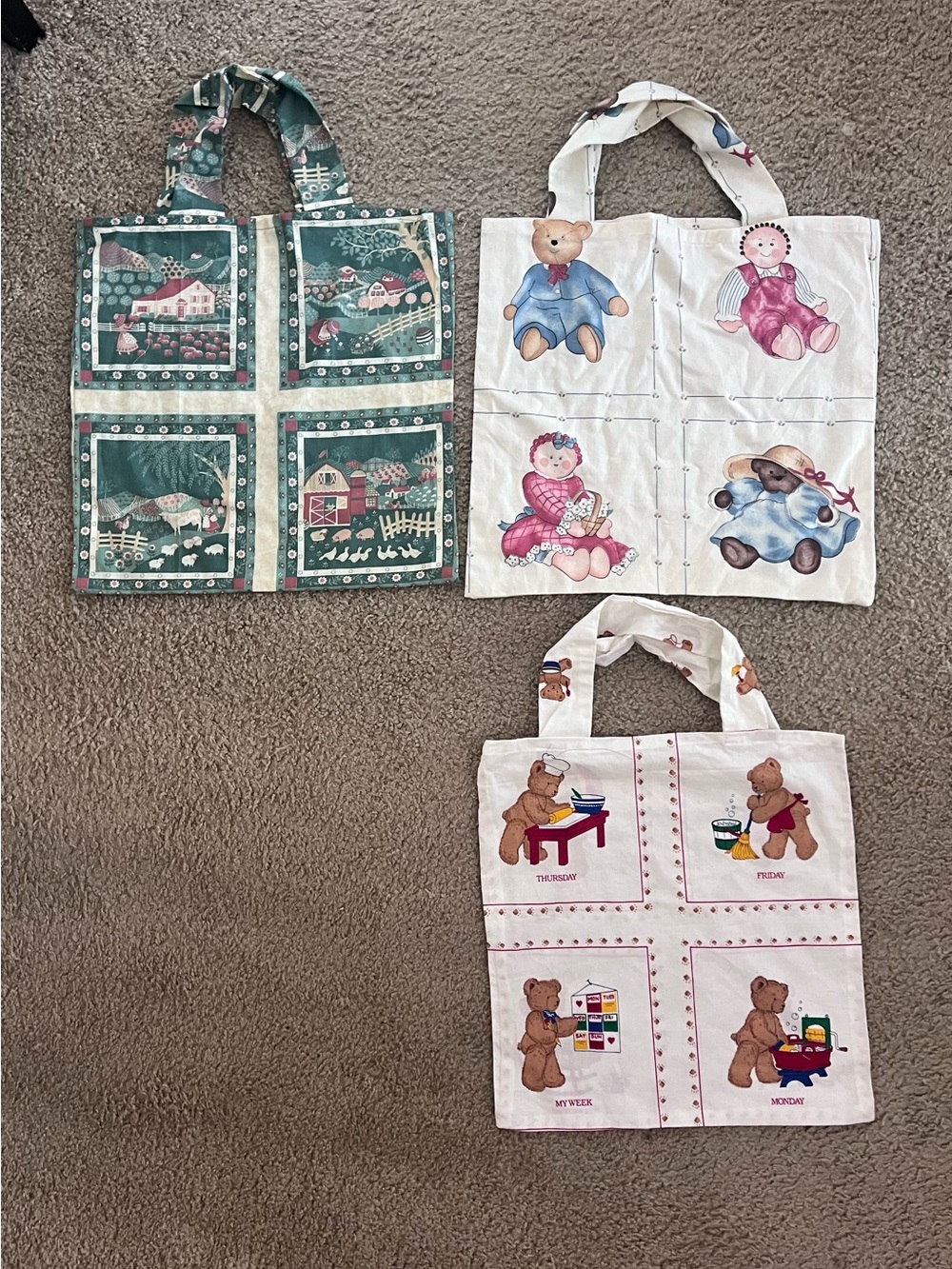 Vintage 90s Cottagecore Tote Bag Bundle